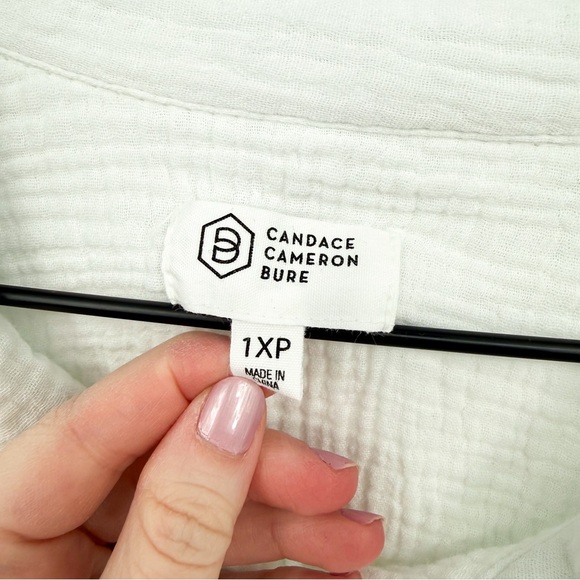 Candace Cameron Bure Ombre Dip Dye Cotton Gauze Button Down Top 1XP - Picture 7 of 10